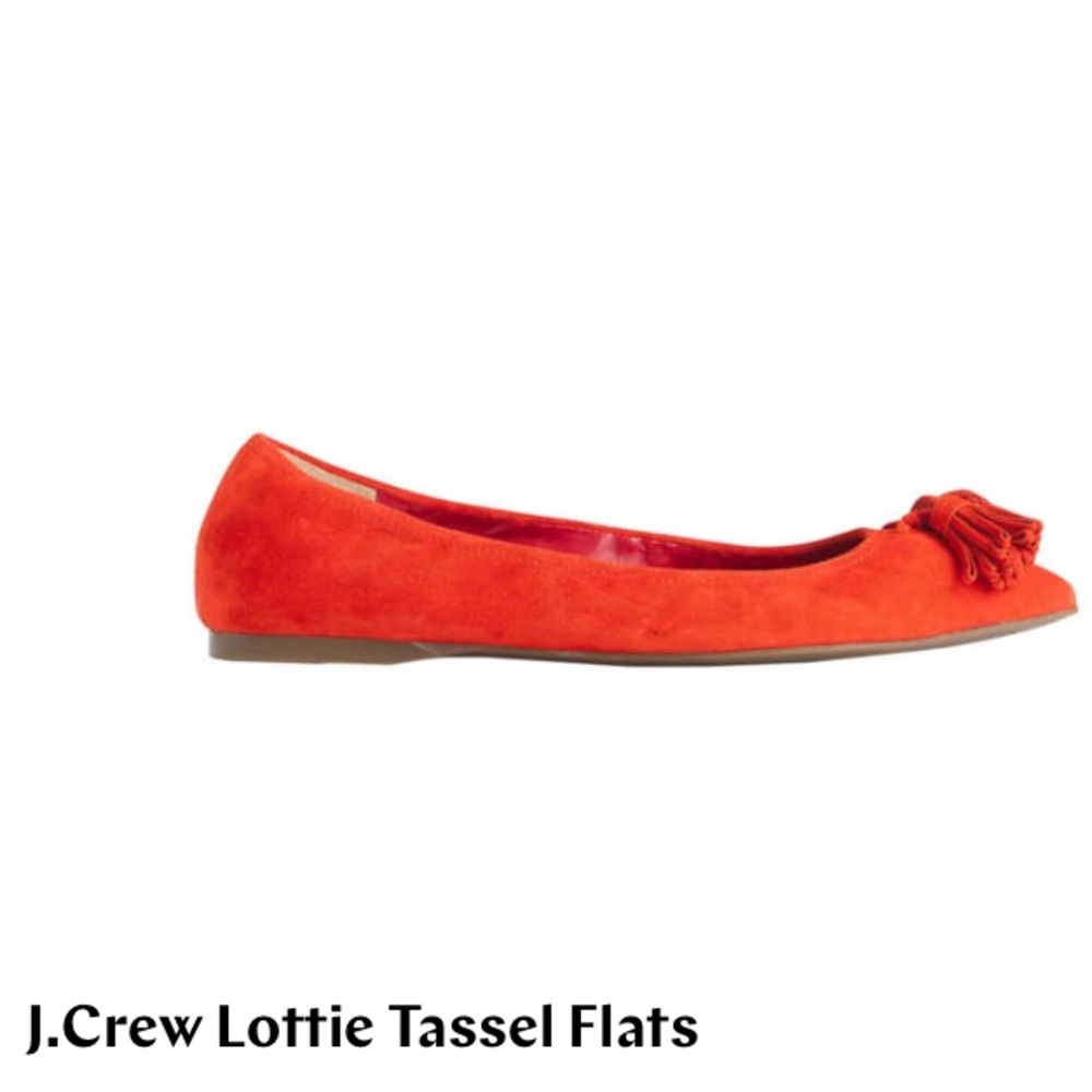 J. Crew Lottie Tassel Flats in Suede Ripe Papaya